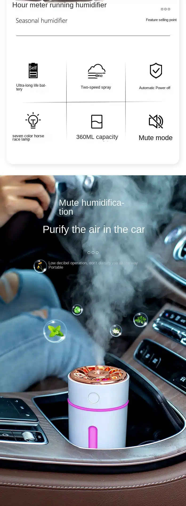 Humidificateur portable 360ml en action